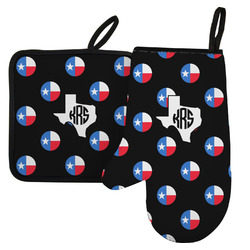 Texas Polka Dots Left Oven Mitt & Pot Holder Set w/ Monogram