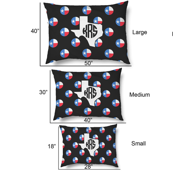 Texas Polka Dots Outdoor Dog Beds - SIZE CHART