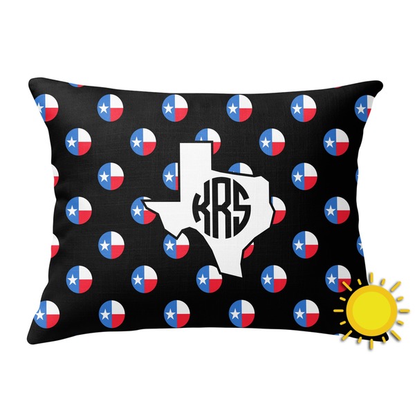 Custom Texas Polka Dots Outdoor Throw Pillow (Rectangular) (Personalized)