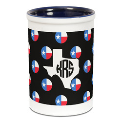 Texas Polka Dots Ceramic Pencil Holders - Blue