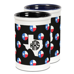 Texas Polka Dots Ceramic Pencil Holder - Large