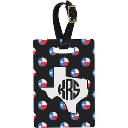 Texas Polka Dots Plastic Luggage Tag - Rectangular w/ Monogram
