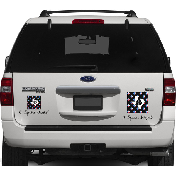 Texas Polka Dots Personalized Square Car Magnets on Ford Explorer