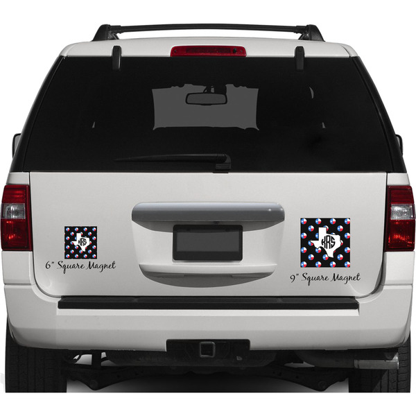 Texas Polka Dots Personalized Square Car Magnets on Ford Explorer