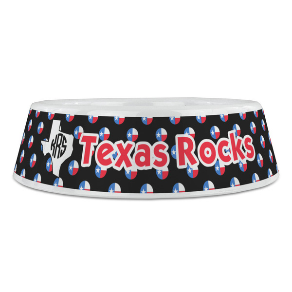 Texas Polka Dots Plastic Pet Bowls - Large - FRONT