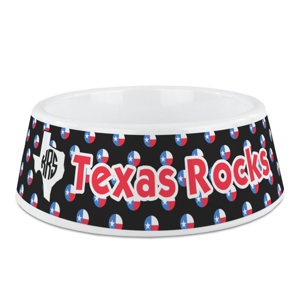 Custom Texas Polka Dots Plastic Dog Bowl - Medium (Personalized)