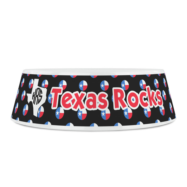 Texas Polka Dots Plastic Pet Bowls - Small - FRONT