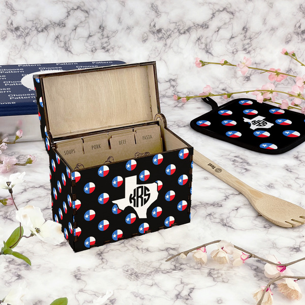 Texas Polka Dots Recipe Box - Full Color - In Context