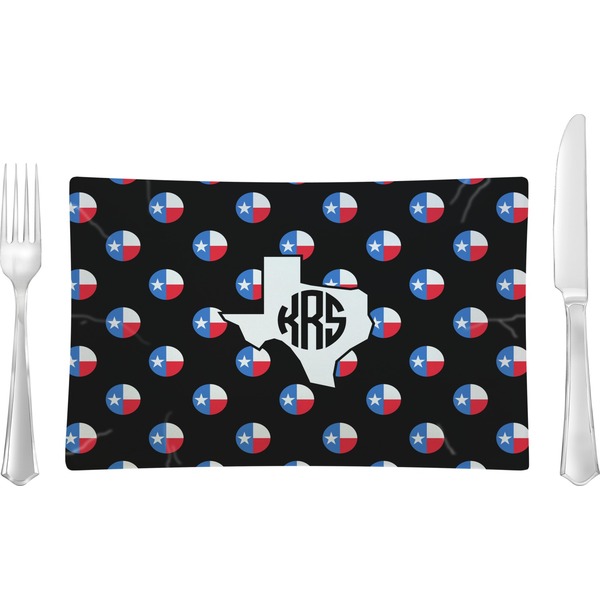 Custom Texas Polka Dots Glass Rectangular Lunch / Dinner Plate (Personalized)