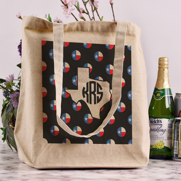 Texas Polka Dots Reusable Cotton Grocery Bag - In Context