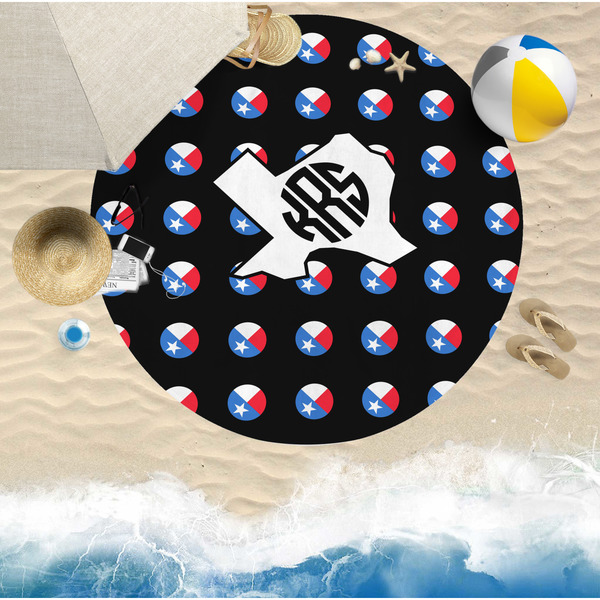 Texas Polka Dots Round Beach Towel Lifestyle