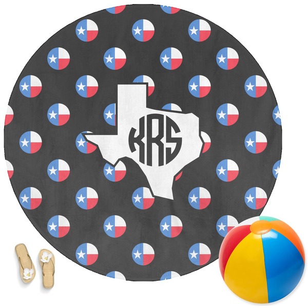 Custom Texas Polka Dots Round Beach Towel (Personalized)