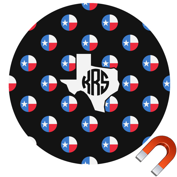 Custom Texas Polka Dots Round Car Magnet - 10" (Personalized)