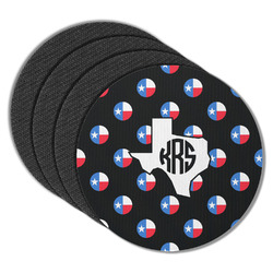 Texas Polka Dots Round Rubber Backed Coasters - Set of 4 (Personalized)