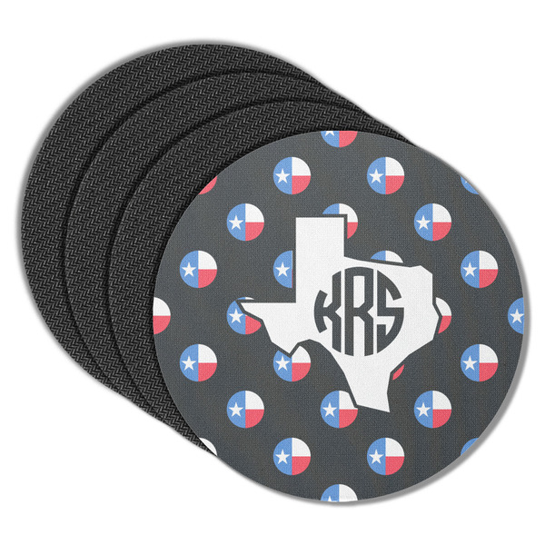 Custom Texas Polka Dots Round Rubber Backed Coasters - Set of 4 (Personalized)