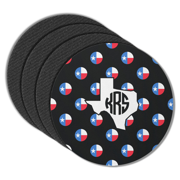 Custom Texas Polka Dots Round Rubber Backed Coasters - Set of 4 (Personalized)