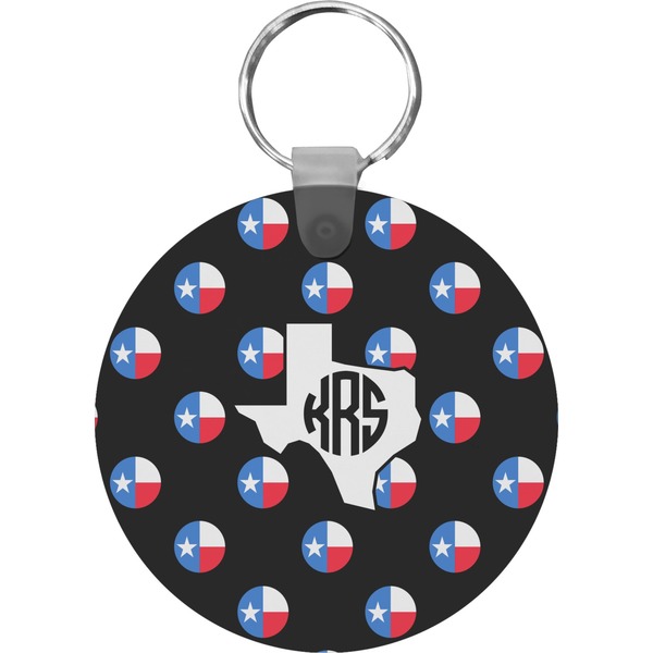 Custom Texas Polka Dots Round Plastic Keychain (Personalized)