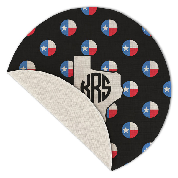 Texas Polka Dots Round Linen Placemats - Front (folded corner single sided)