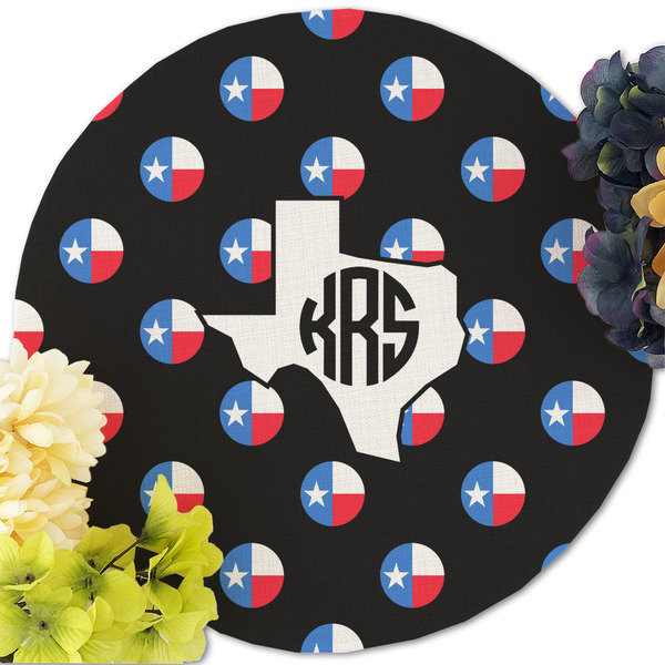 Texas Polka Dots Round Linen Placemats - Front (w flowers)