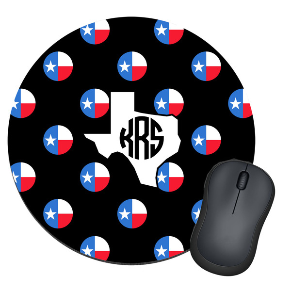 Custom Texas Polka Dots Round Mouse Pad (Personalized)