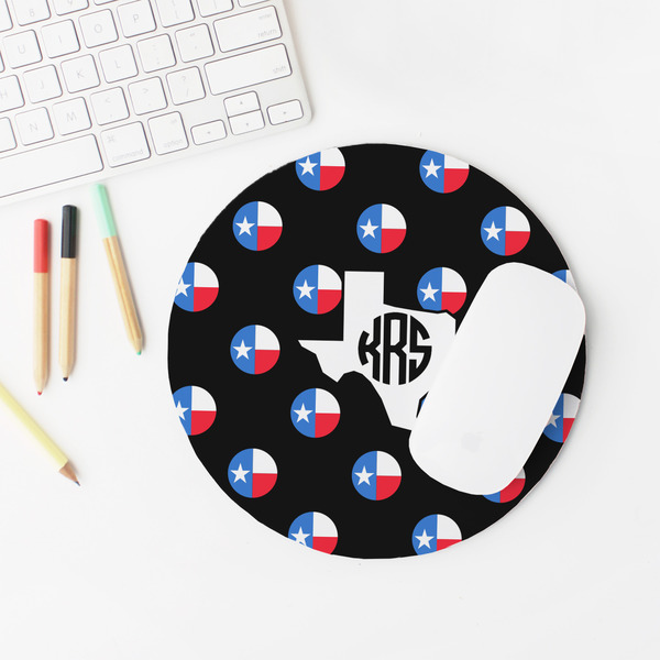 Texas Polka Dots Round Mousepad - LIFESTYLE 2