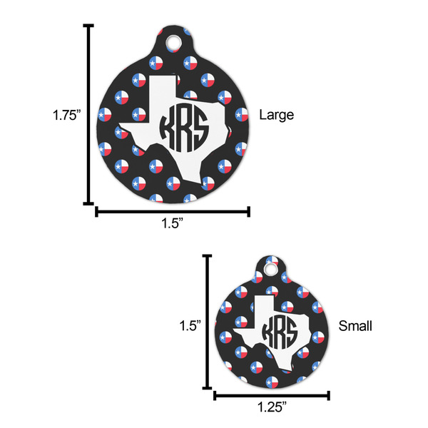 Texas Polka Dots Round Pet ID Tag - Large - Comparison Scale