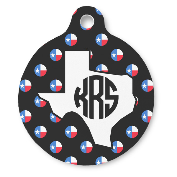 Custom Texas Polka Dots Round Pet ID Tag - Large (Personalized)