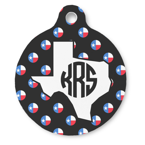Custom Texas Polka Dots Round Pet ID Tag (Personalized)