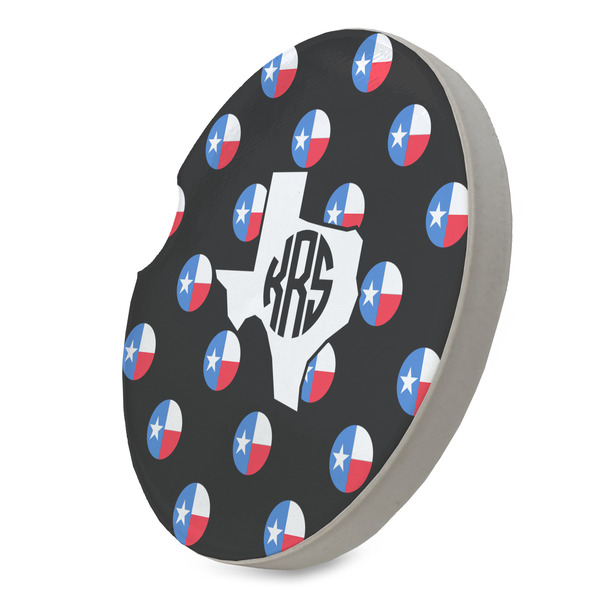 Texas Polka Dots Sandstone Car Coaster - STANDING ANGLE