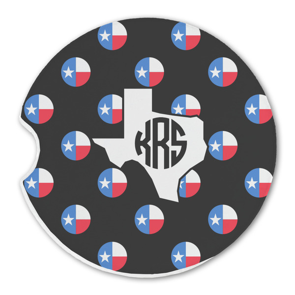 Custom Texas Polka Dots Sandstone Car Coaster - Single (Personalized)