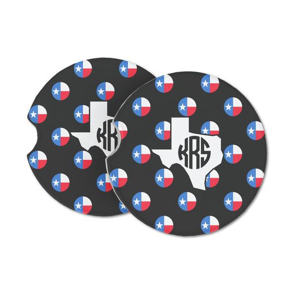Custom Texas Polka Dots Sandstone Car Coasters - Set of 2 (Personalized)