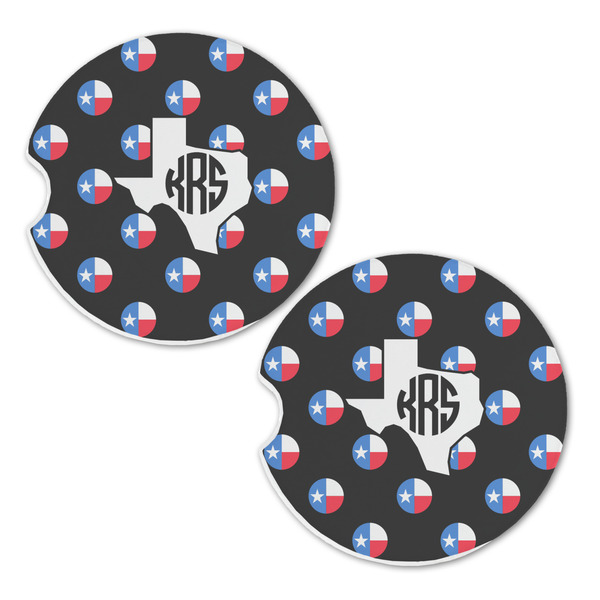 Texas Polka Dots Sandstone Car Coasters - Set of 2