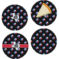 Texas Polka Dots Set of 4 Glass Appetizer / Dessert Plate 8" (Personalized)