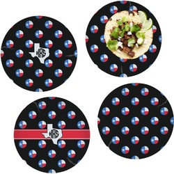 Texas Polka Dots Set of 4 Glass Lunch / Dinner Plate 10" (Personalized)