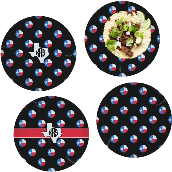 Custom Texas Polka Dots Set of 4 Glass Lunch / Dinner Plate 10" (Personalized)