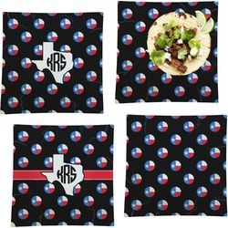 Texas Polka Dots Set of 4 Glass Square Lunch / Dinner Plate 9.5" (Personalized)