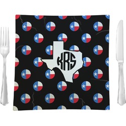 Texas Polka Dots 9.5" Glass Square Lunch / Dinner Plate- Single or Set of 4 (Personalized)