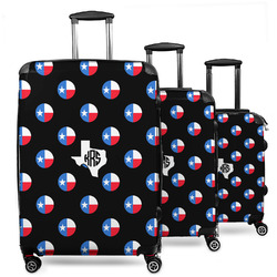 Texas Polka Dots 3 Piece Luggage Set - 20" Carry On, 24" Medium Checked, 28" Large Checked (Personalized)