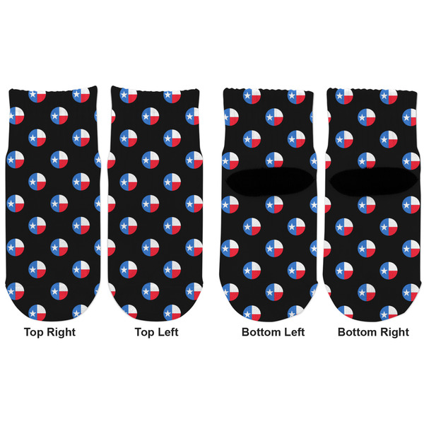Texas Polka Dots Toddler Ankle Socks - Double Pair - Front and Back - Apvl