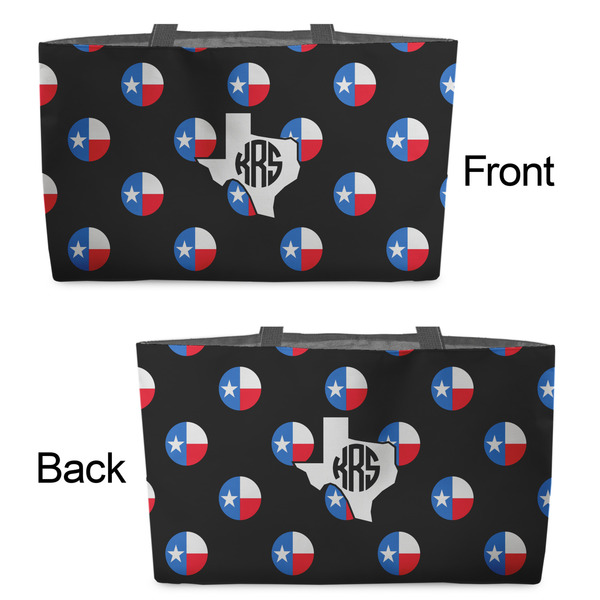 Texas Polka Dots Tote w/Black Handles - Front & Back Views