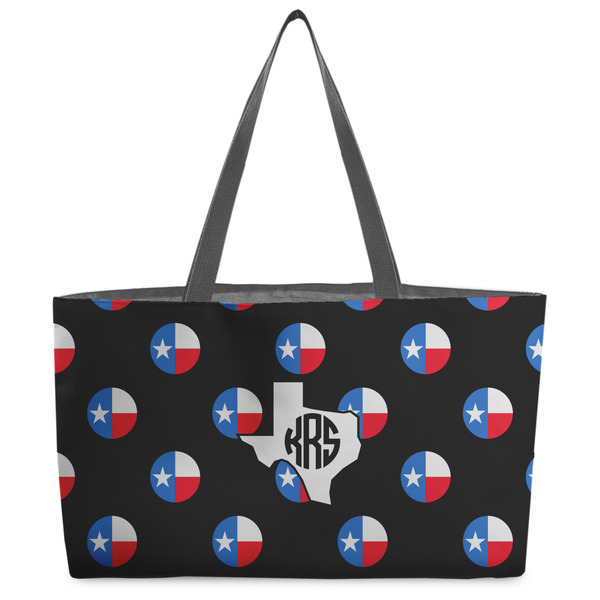Custom Texas Polka Dots Beach Totes Bag - w/ Black Handles (Personalized)