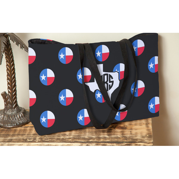 Texas Polka Dots Tote w/Black Handles - Lifestyle View