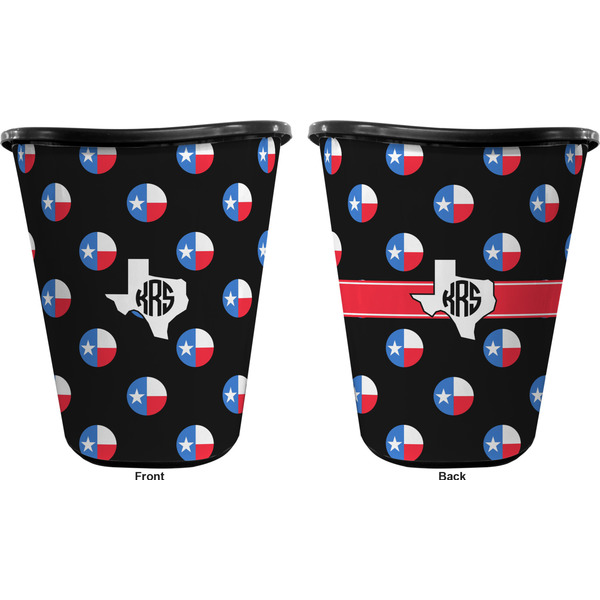 Texas Polka Dots Trash Can Black - Front and Back - Apvl