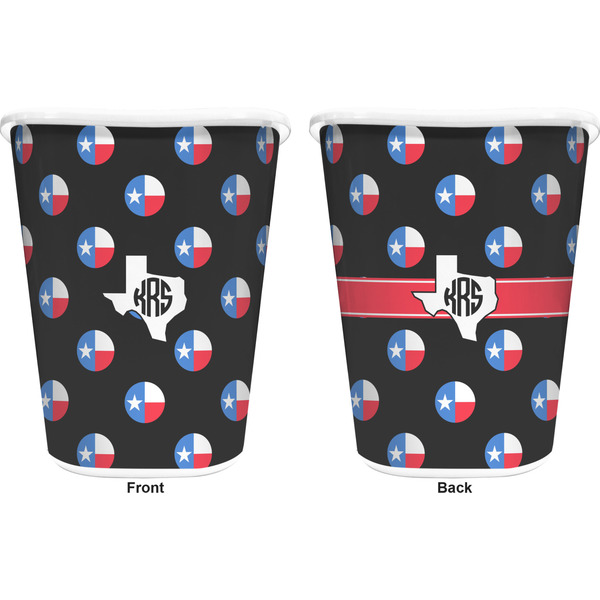 Texas Polka Dots Trash Can White - Front and Back - Apvl