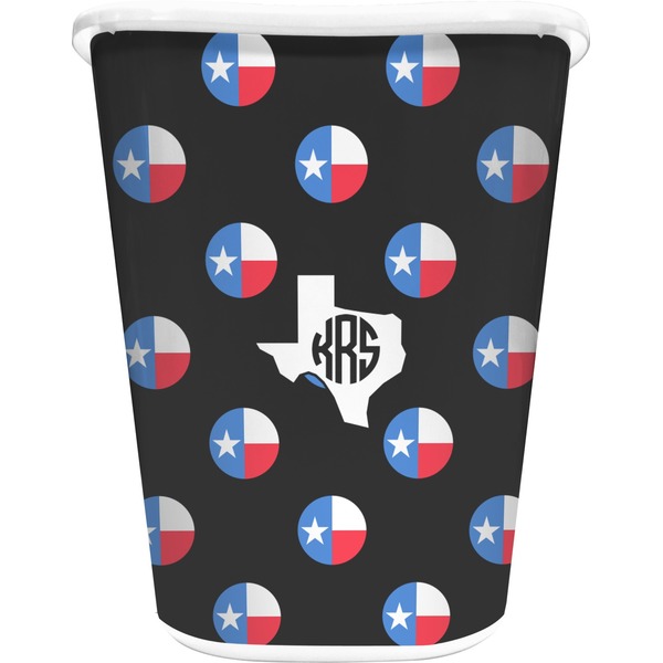 Custom Texas Polka Dots Waste Basket - Double Sided (White) (Personalized)