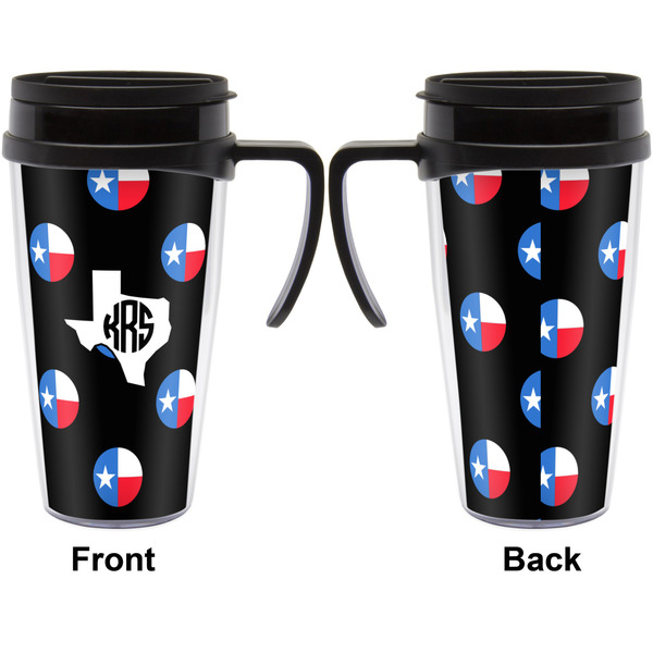 Texas Polka Dots Travel Mug with Black Handle - Approval