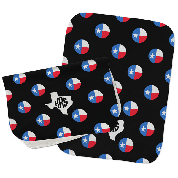 Texas Polka Dots Two Rectangle Burp Cloths - Open & Folded