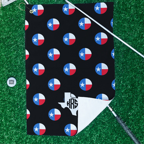 Texas Polka Dots Waffle Weave Golf Towel - In Context