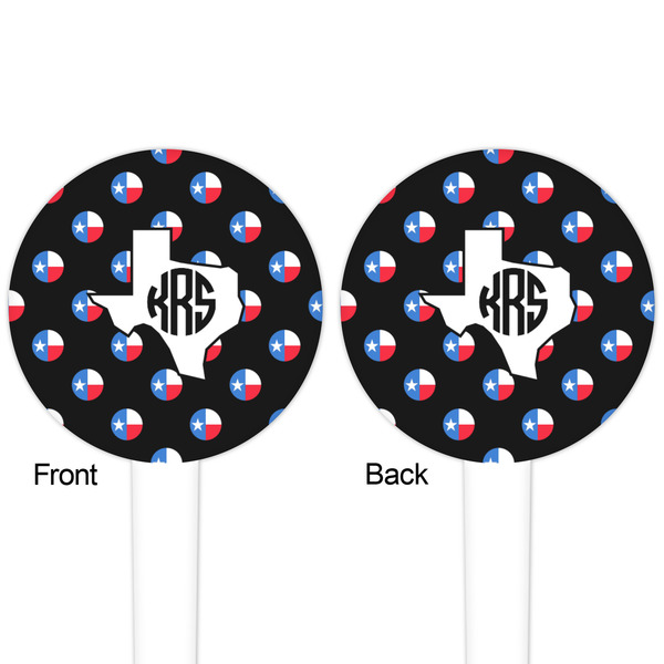 Texas Polka Dots White Plastic 4" Food Pick - Round - Double Sided - Front & Back