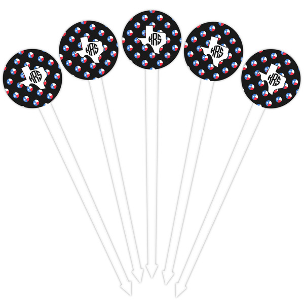 Texas Polka Dots White Plastic 4" Food Pick - Round - Fan View